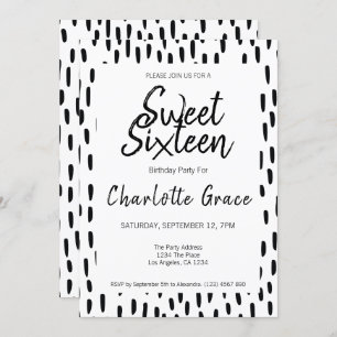 Invitation Sweet sixteen Noir Et Blanc Anniversaire