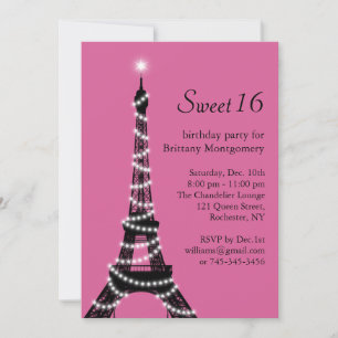 Invitation Sweet sixteen parisienne