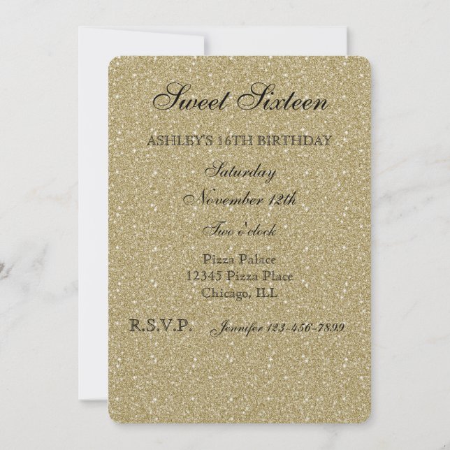 Invitation Sweet sixteen Parties scintillant or (Dos)