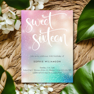 Invitation Sweet sixteen pastel lumières anniversaire