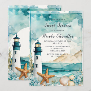 Invitation Sweet sixteen phare Nautique Anniversaire