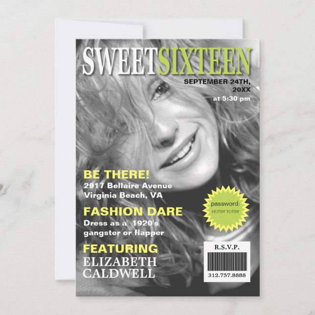Invitation Sweet sixteen photo de couverture du magazine Invi (Devant)