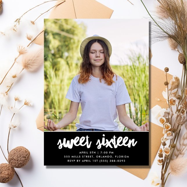 Invitation Sweet sixteen Photo fête d'anniversaire (Sweet Sixteen Photo Birthday Party Invitation)