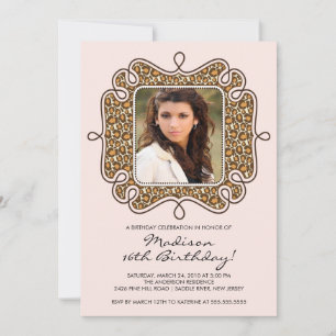 Invitation Sweet sixteen photo Leopard Anniversaire