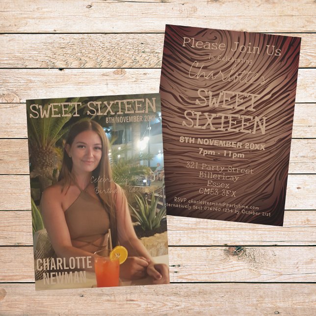 Invitation Sweet sixteen Photo Magazine Anniversaire (Front And Back)