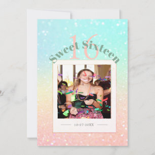 Invitation Sweet sixteen Photo Parties scintillant Moderne Ch