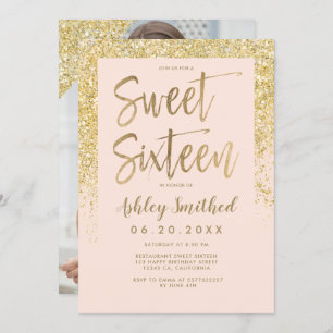 Invitation sweet sixteen photo rose brillant de la parties sc