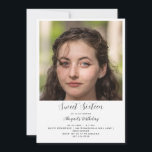 Invitation Sweet sixteen photo simple fête d'anniversaire<br><div class="desc">16e anniversaire. Photo. Invitation de fête. Simple. Sweet sixteen. Option de téléchargement numérique. Invitation imprimable. 16 invitation anniversaire.</div>