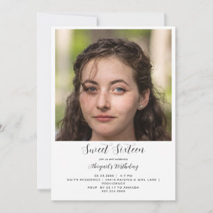Invitation Sweet sixteen photo simple fête d'anniversaire