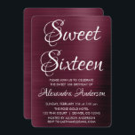 Invitation Sweet sixteen pourpre de Bourgogne fête d'annivers<br><div class="desc">Purple Bourgogne - Cranberry Marsala Elégante et moderne Sweet sixteen Metallic Brossé Foil Party Invitation. Cette invitation est parfaite pour une Burgundy Sweet 16 Birthday Party qui cherche à célébrer en Cranberry et White. Vous pouvez demander des éléments correspondants en contactant le concepteur.</div>