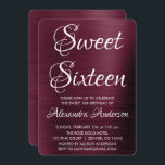 Invitation Sweet sixteen pourpre de Bourgogne fête d'annivers<br><div class="desc">Purple Bourgogne - Cranberry Marsala Elégante et moderne Sweet sixteen Metallic Brossé Foil Party Invitation. Cette invitation est parfaite pour une Burgundy Sweet 16 Birthday Party qui cherche à célébrer en Cranberry et White. Vous pouvez demander des éléments correspondants en contactant le concepteur.</div>