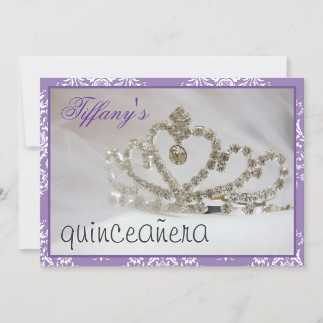 Invitation sweet sixteen pourpre ou quinceañera (Devant)