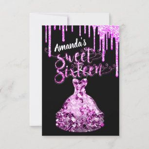 Invitation Sweet sixteen Robe Parties scintillant Drift Rose 