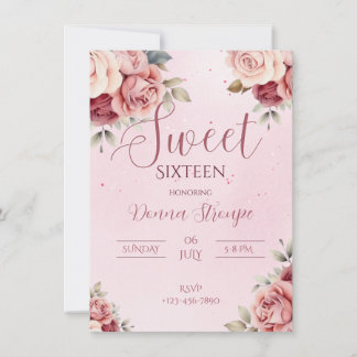 Invitation Sweet sixteen rose