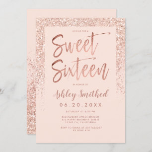 Invitation sweet sixteen rose brillant de parties scintillant