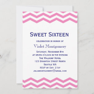 Invitation Sweet sixteen rose Chevron