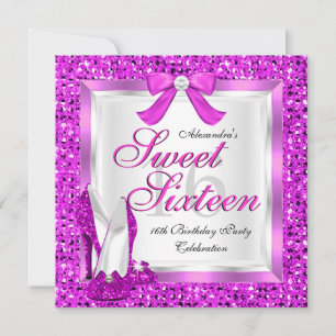 Invitation Sweet sixteen rose doux 16 Partie Parties scintill