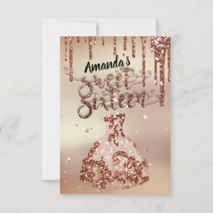 Invitation Sweet sixteen Rose Floral robe Parties scintillant