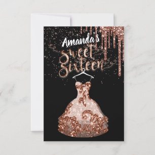 Invitation Sweet sixteen Rose robe Floral Princess Drives Lux