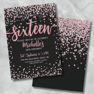 Invitation Sweet sixteen Rose Rose Gold Parties scintillant 1