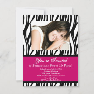 Invitation Sweet sixteen rose Zebra