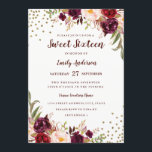 Invitation Sweet sixteen rouge floral Sparkle Bourgogne Invit<br><div class="desc">Plus d'Sweets sixteens floraux dans le Little Bayleigh Store!</div>