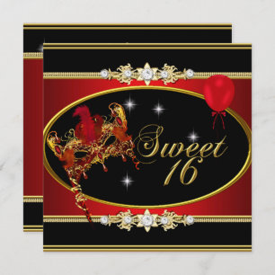 Invitation Sweet sixteen Rouge Or Sweet 16 Masquerade