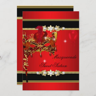 Invitation Sweet sixteen rouge or Sweet 16 Masquerade 2