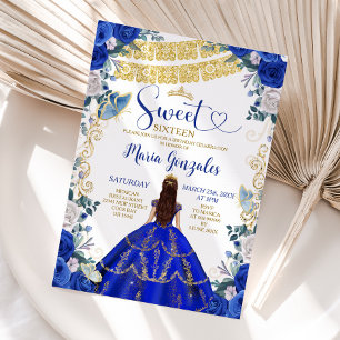Invitation Sweet sixteen Royal Blue Butterfly fête d'annivers