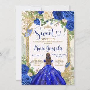 Invitation Sweet sixteen Royal Blue Butterfly fête d'annivers