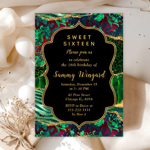 Invitation Sweet Sixteen Safari Vert Agate