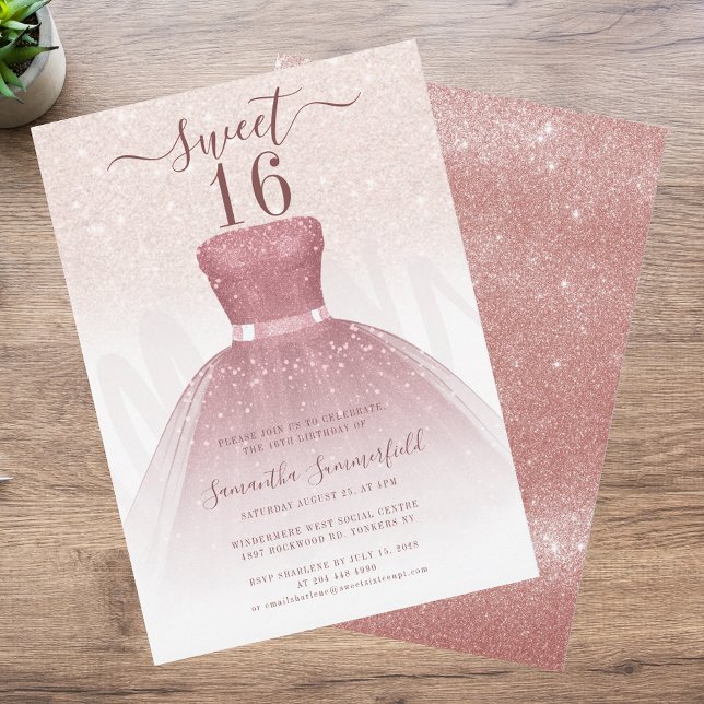 Invitation Sweet sixteen Script 16e fête d'anniversaire (Sweet Sixteen Script 16th Birthday Party Invitation)