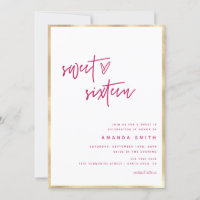 Sweet sixteen Script moderne Faux Gold Foil Rose d