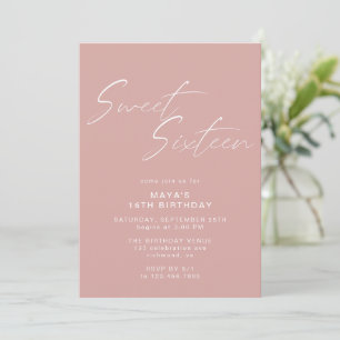 Invitation Sweet sixteen simple   Blush Pink 16e anniversaire