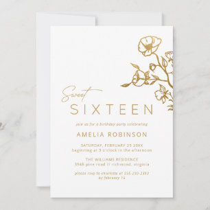 Invitation Sweet sixteen Soft Glam Gold & White 16e anniversa