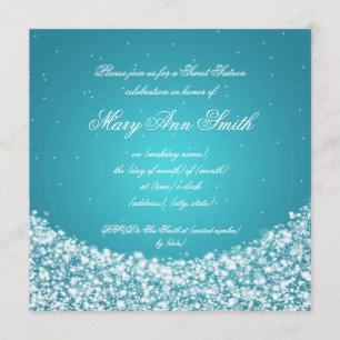 Invitation Sweet sixteen Star Sparkle Turquoise