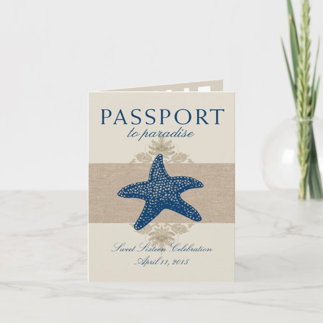 Invitation Sweet sixteen Starfish Passeport au Mexique (Devant)