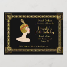 Sweet sixteen, style Gatsby, noir et or
