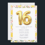Invitation Sweet sixteen Summer Lemon fête d'anniversaire<br><div class="desc">L'été inspiré citron feuille fleurie motif design sweet sixteen anniversaire invitation fête. Mignonne pour toute fille ado qui célèbre son sweet sixteen au printemps ou en été. Une invitation amusante et brillante à la fête du seizième anniversaire.</div>