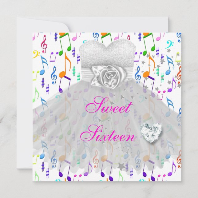 Invitation Sweet sixteen Sweet 16 16e Anniversaire Musique de (Devant)