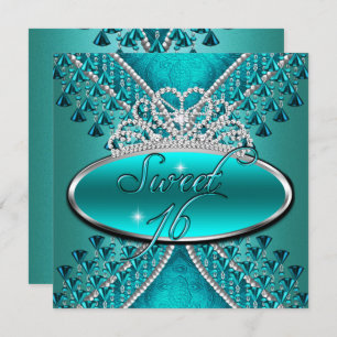 Invitation Sweet sixteen Sweet 16 Anniversaire Turquoise Bleu