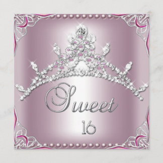 Invitation Sweet Sixteen Sweet 16 Argent Rose Blanc
