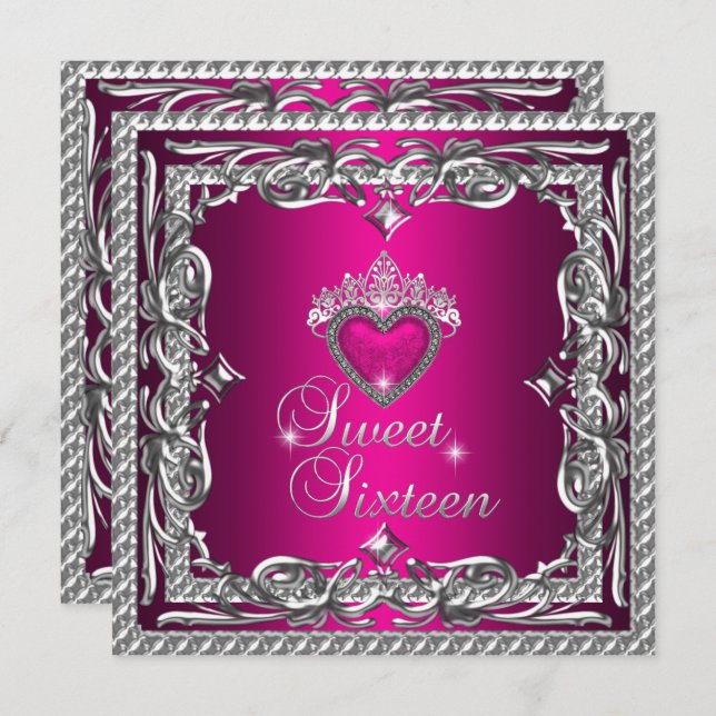 Invitation Sweet sixteen Sweet 16 Parties scintillant Rose Si (Devant / Derrière)