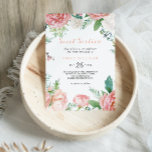 Invitation Sweet sixteen tropical rose moderne fête d'anniver<br><div class="desc">Cette invitation à fêter un sweet sixteen tropical rose moderne est parfaite pour fêter ses 16 ans. Le design est joliment peint à la main,  blanc,  rose,  des fleurs vertes aux feuilles verts,  représentant grâce et élégance.</div>