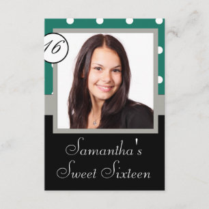 Invitation Sweet sixteen vert de polkadot
