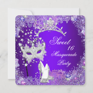 Invitation Sweet sixteen violet 16 Masquerade Party Tiara
