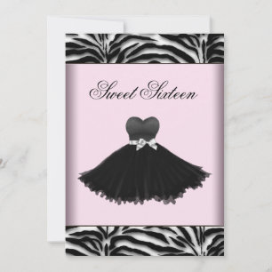 Invitation Sweet sixteen Zebra, chandelier rose Zebra