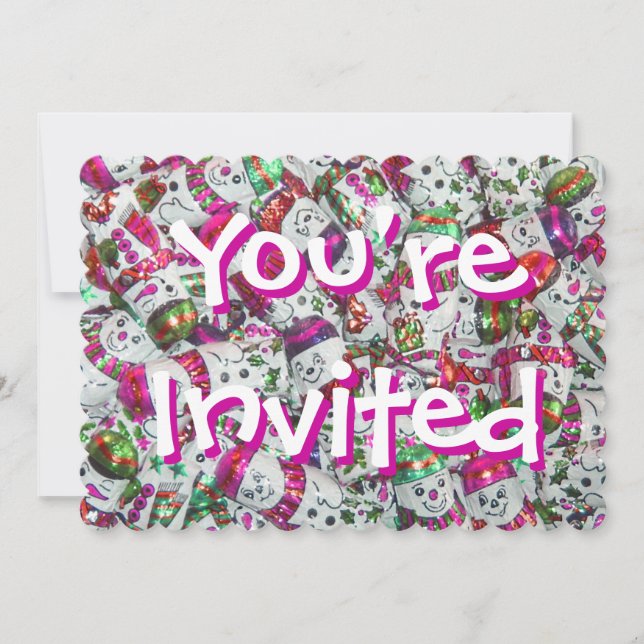 Invitation Sweet Snowmen rose Vous êtes invité rose retour (Devant)