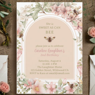 Invitation Sweet Spring Bee Fleur sauvage Deuxième anniversai