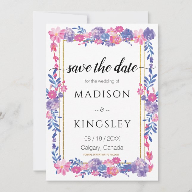 Invitation Sweet Spring Floral Abstrait Enregistrer la date C (Devant)